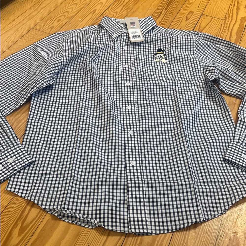 NWT Wake Forest Official collegiate button down shirt Men's medium Checkered